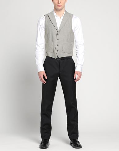 Man Tailored Vest Grey Size 40 Linen