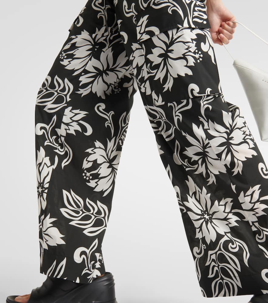 High-rise floral wide-leg pants