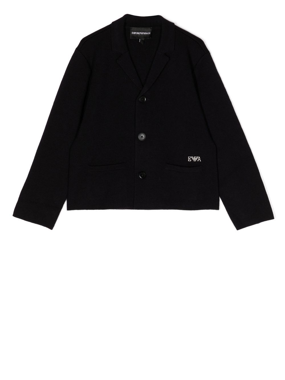 Logo-embroidered single-breasted blazer - Black