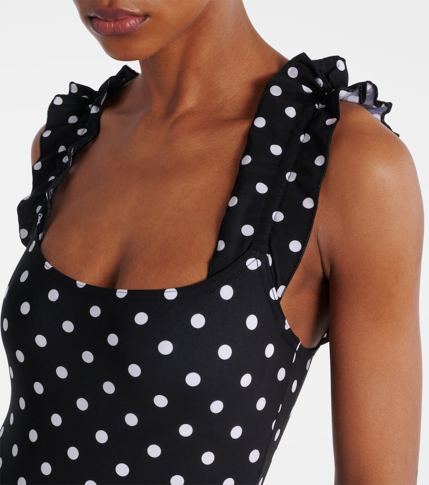 Polka-dot ruffled swimsuit