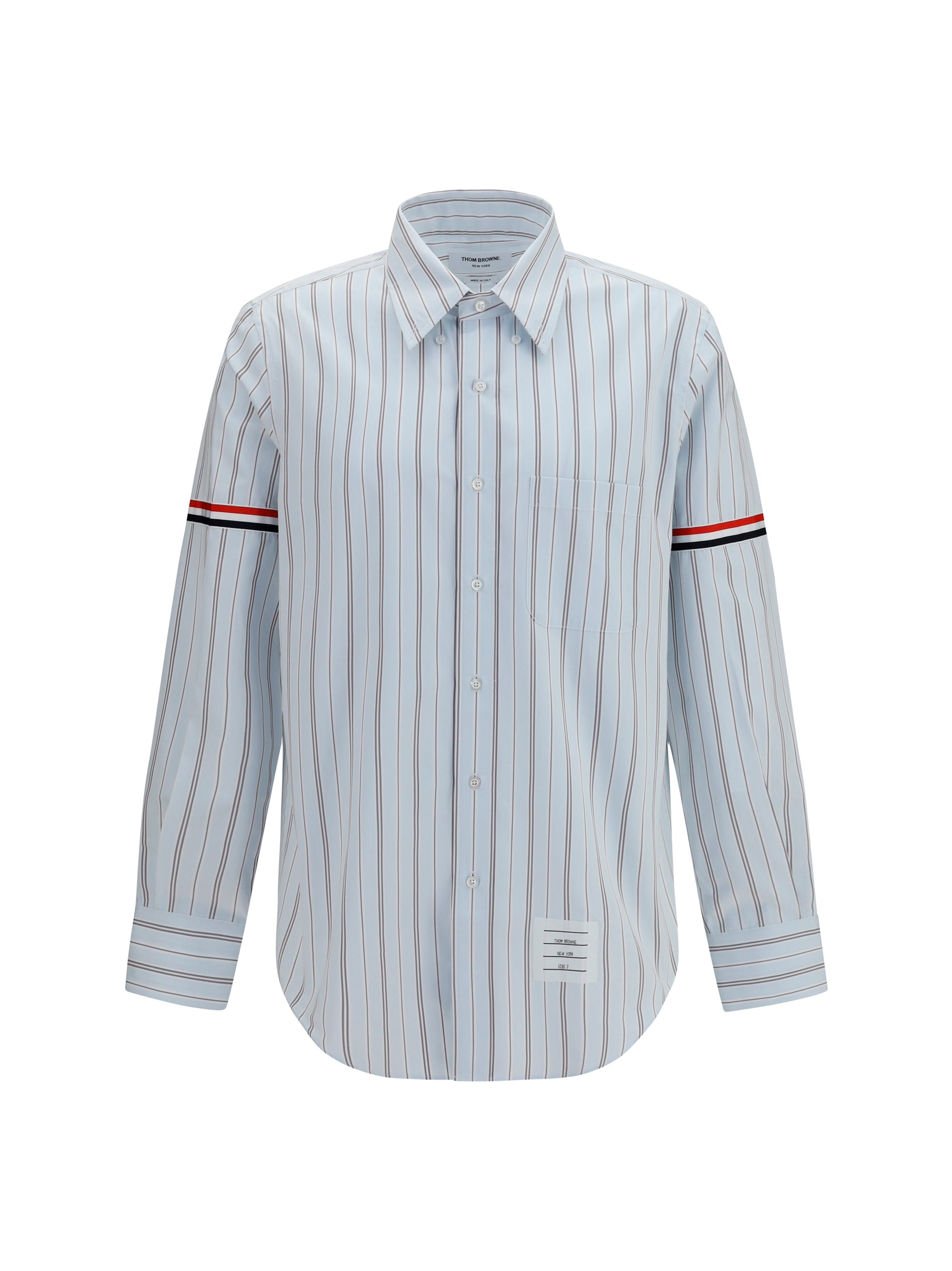 Fine-Striped Grosgrain Poplin Shirt — Gray