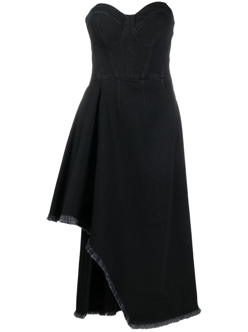 Asymmetric denim dress - Black