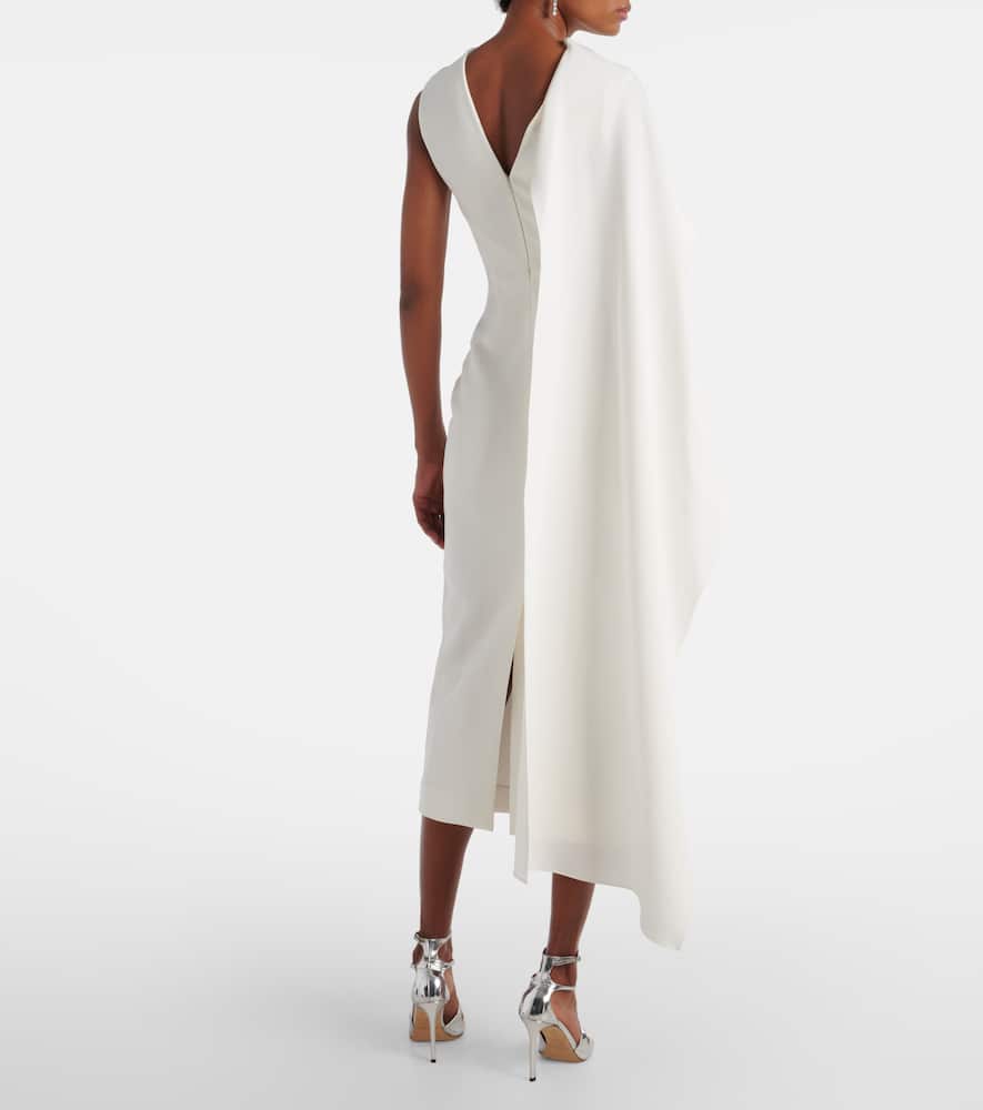 Bridal Edith draped crêpe midi dress