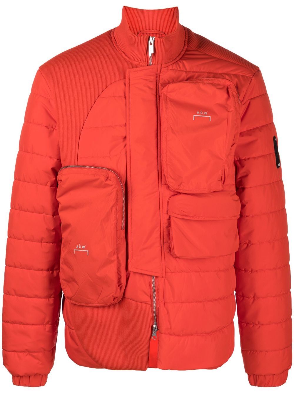 Zip-pocket padded jacket - Orange