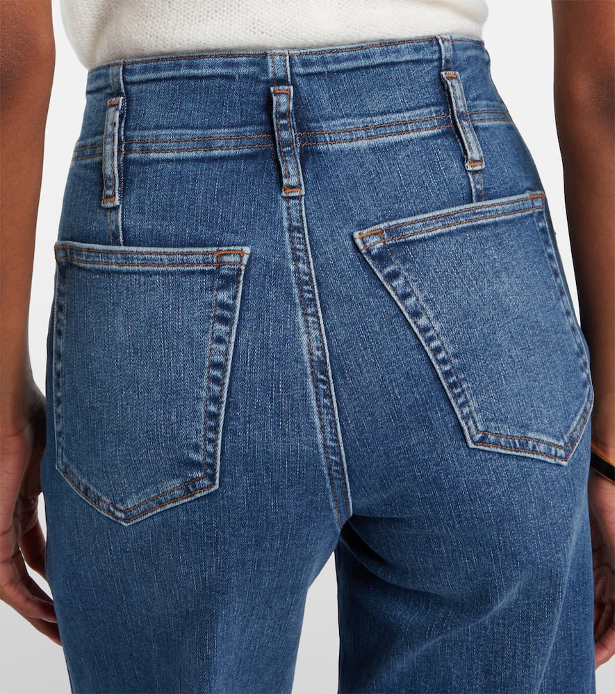 Seamed cropped wide-leg jeans