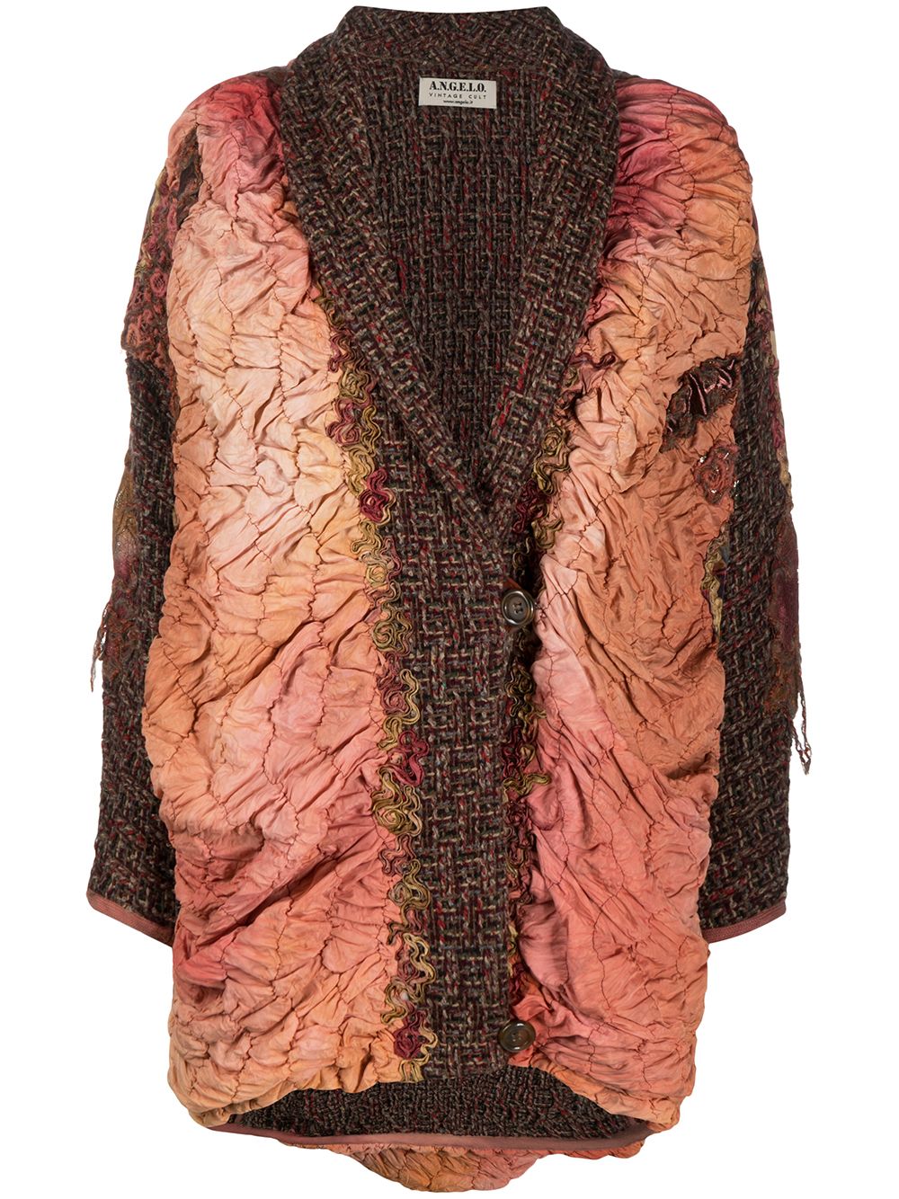 1980s draped panel woven coat - Orange