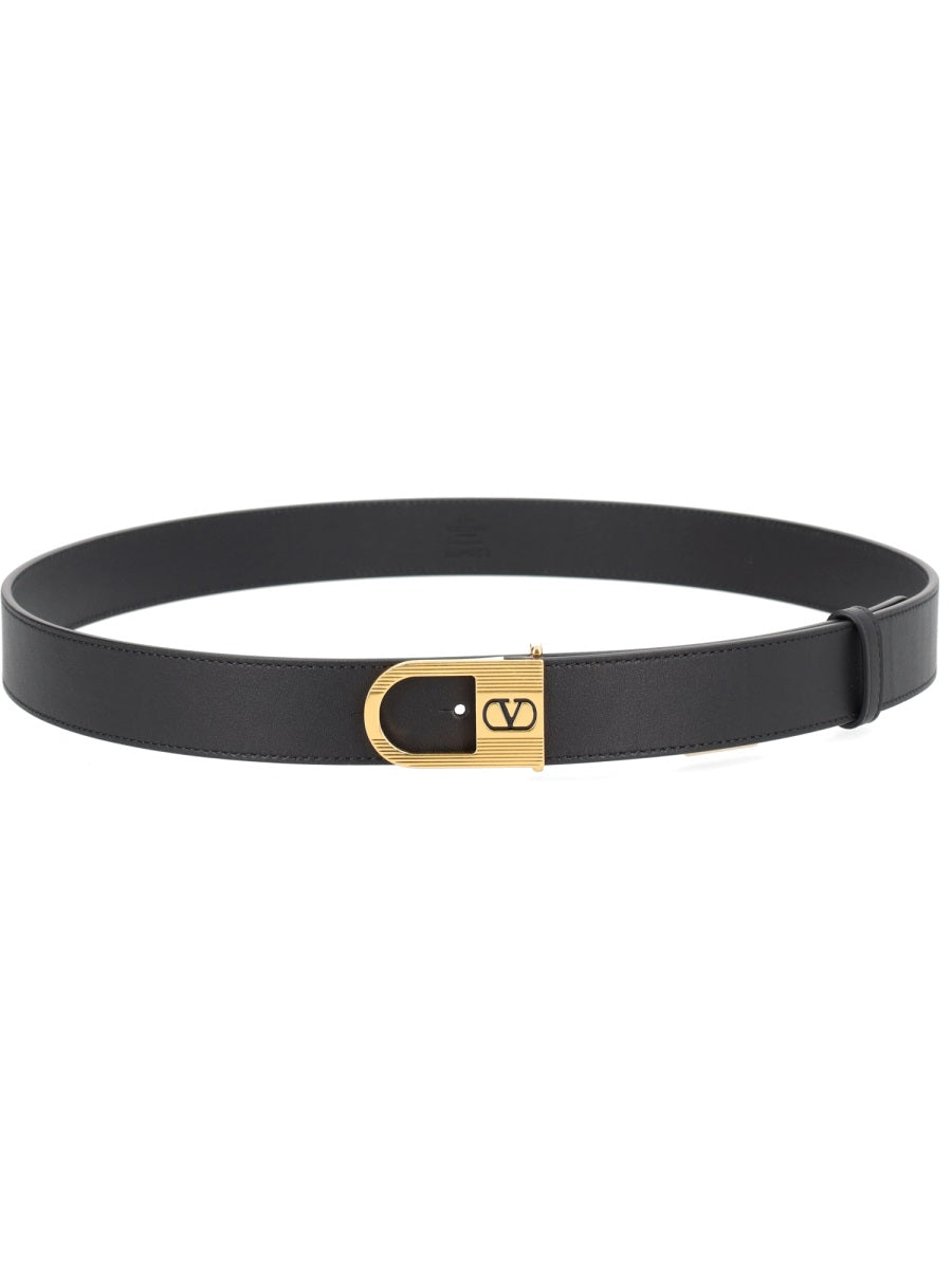 Vlogo Signature Reversible Shiny Calfskin Belt 30 Mm