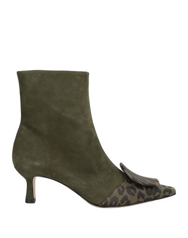) Woman Ankle boots Military green Size 9 Leather