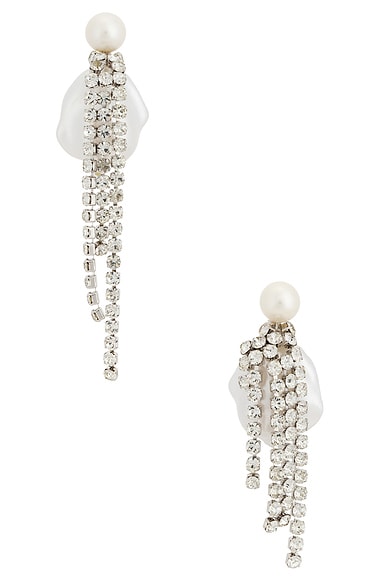 Completedworks Baroque Pearl Earrings in Silver - Metallic Silver. a