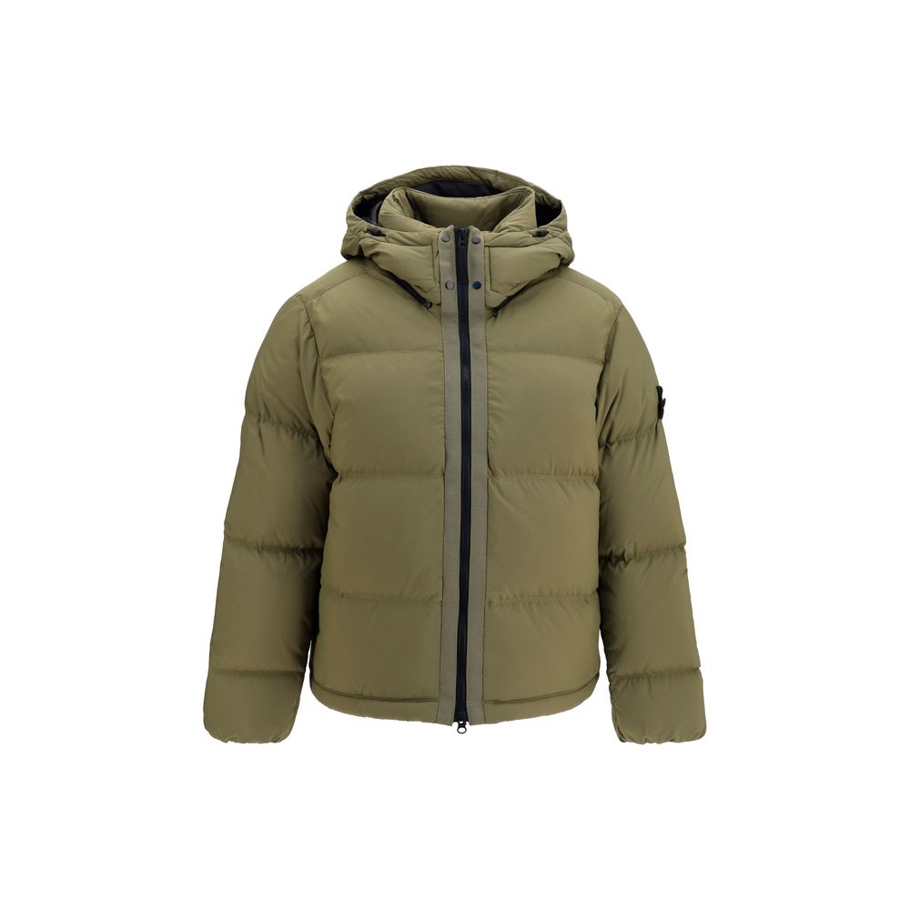 Detachable Hood Polyamide Down Jacket — Beige