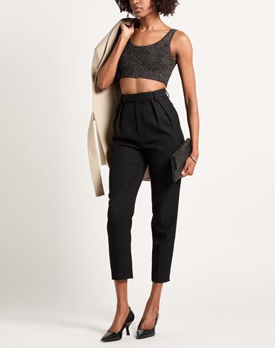 Woman Top Black Size S Viscose, Metallic Polyester