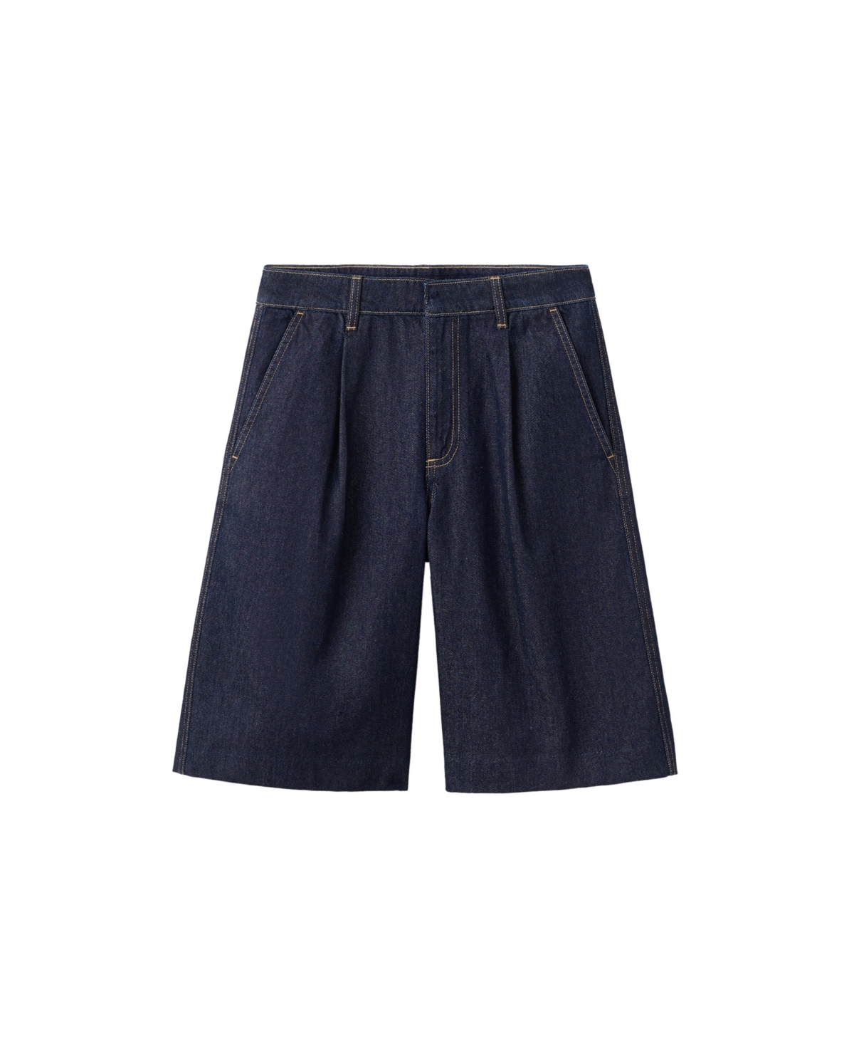 "Women's Bermuda Straight-Fit Pleated Denim Shorts, 12.2"" Inseam - Open Blue"