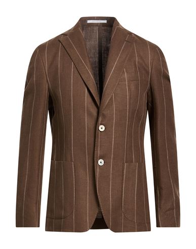 Man Blazer Brown Size 40 Linen, Wool