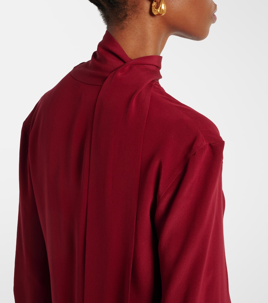 Scarf-detail silk blouse