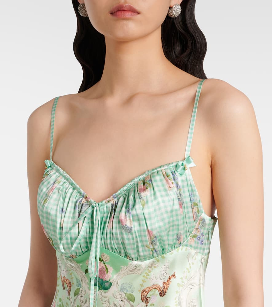 Gathered silk midi dress