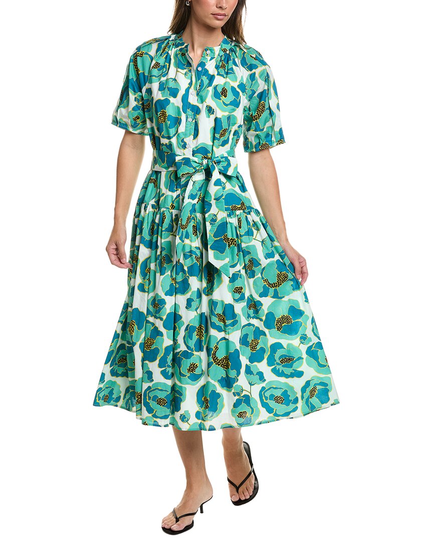 Gathered Neck Floral Print Belt Dress