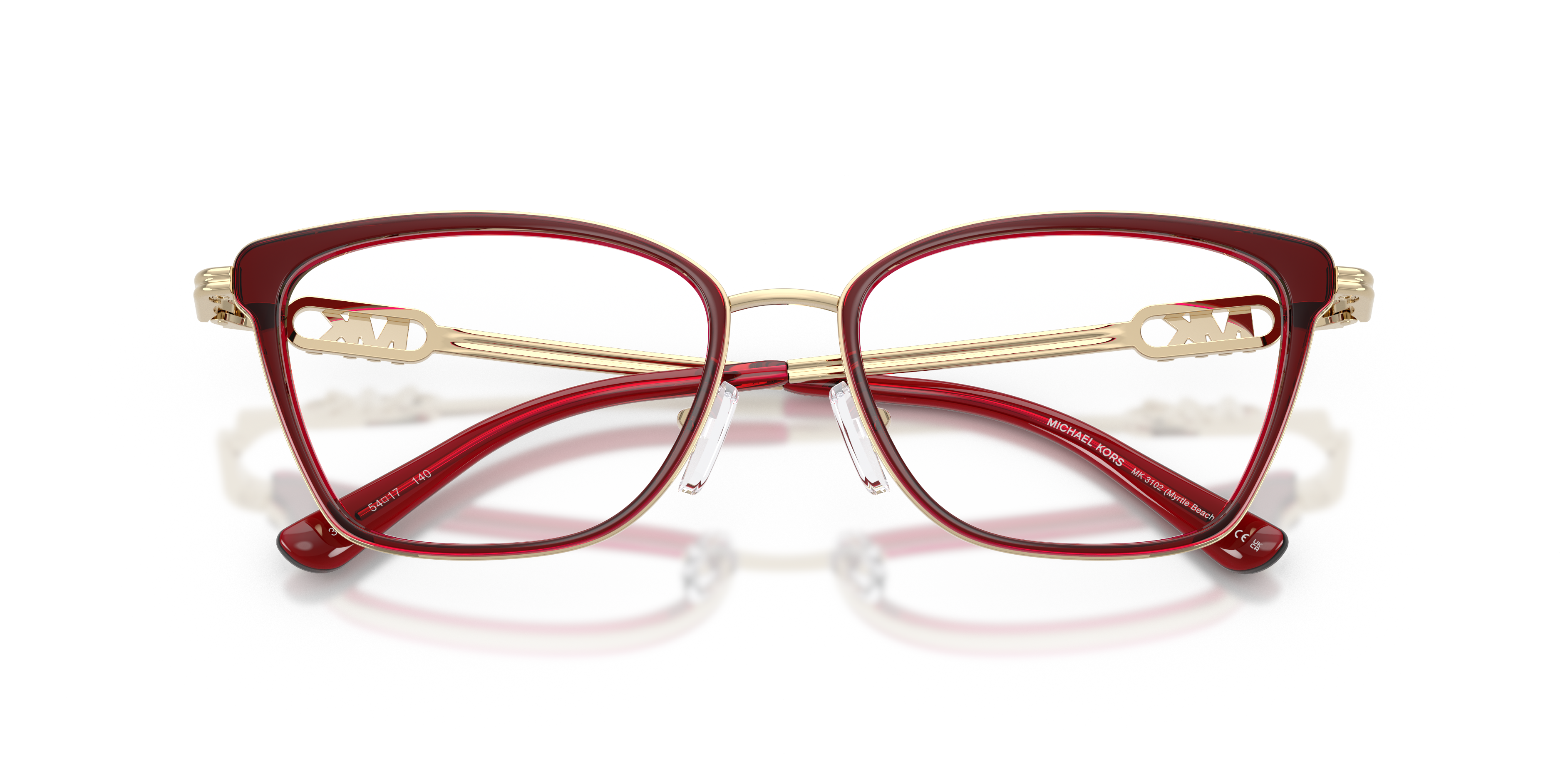 Michael Kors Mujer Michael Kors MK3102 MYRTLE BEACH 3949 Monturas ópticas Metal Marrón Transparente Cuadrada Norma