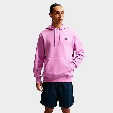 Men's Club Fleece Premium Embroidered Pullover Hoodie in Light Magenta/Light Magenta/Midnight Navy