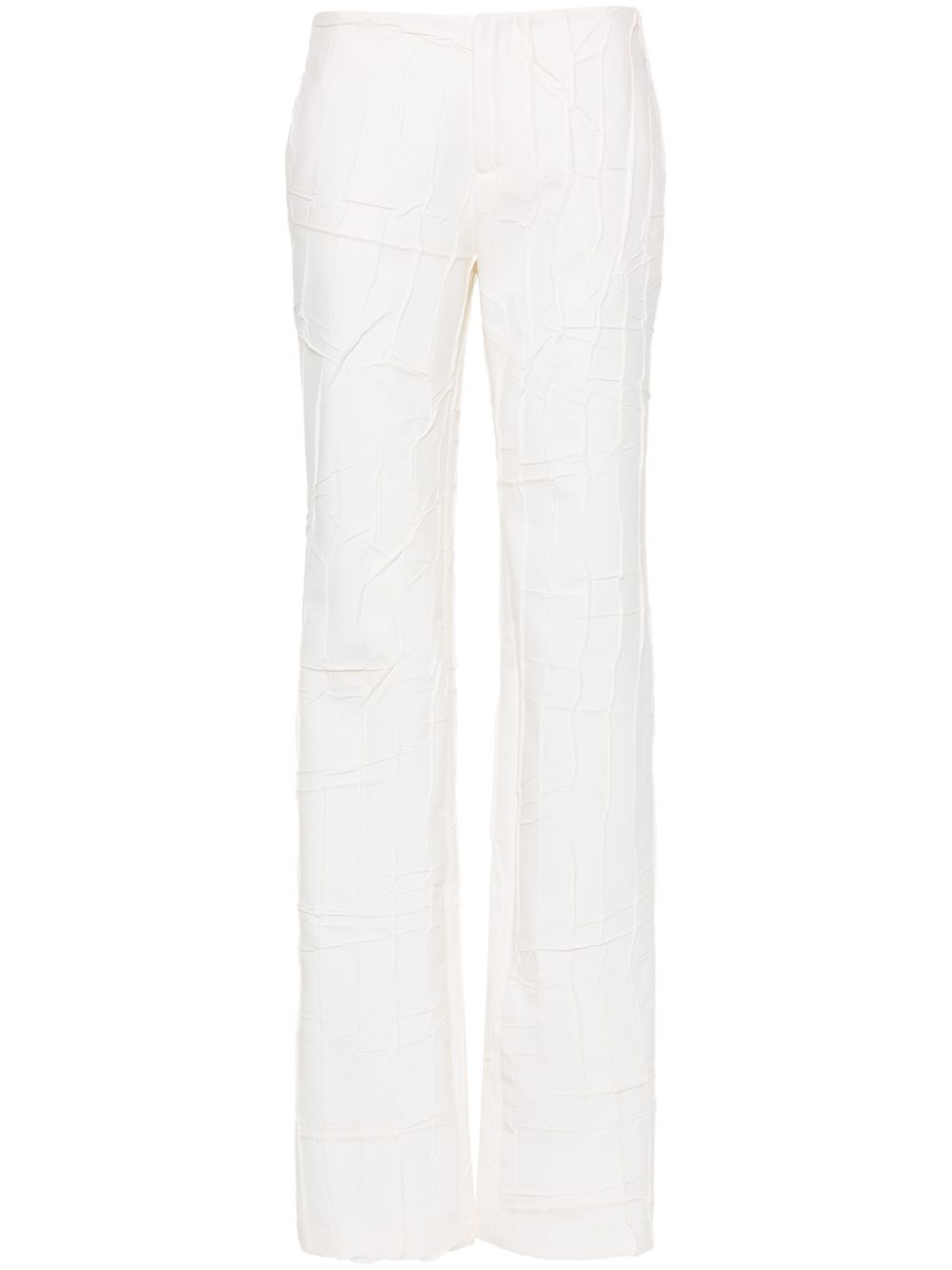 Crinkled straight-leg trousers - Neutrals