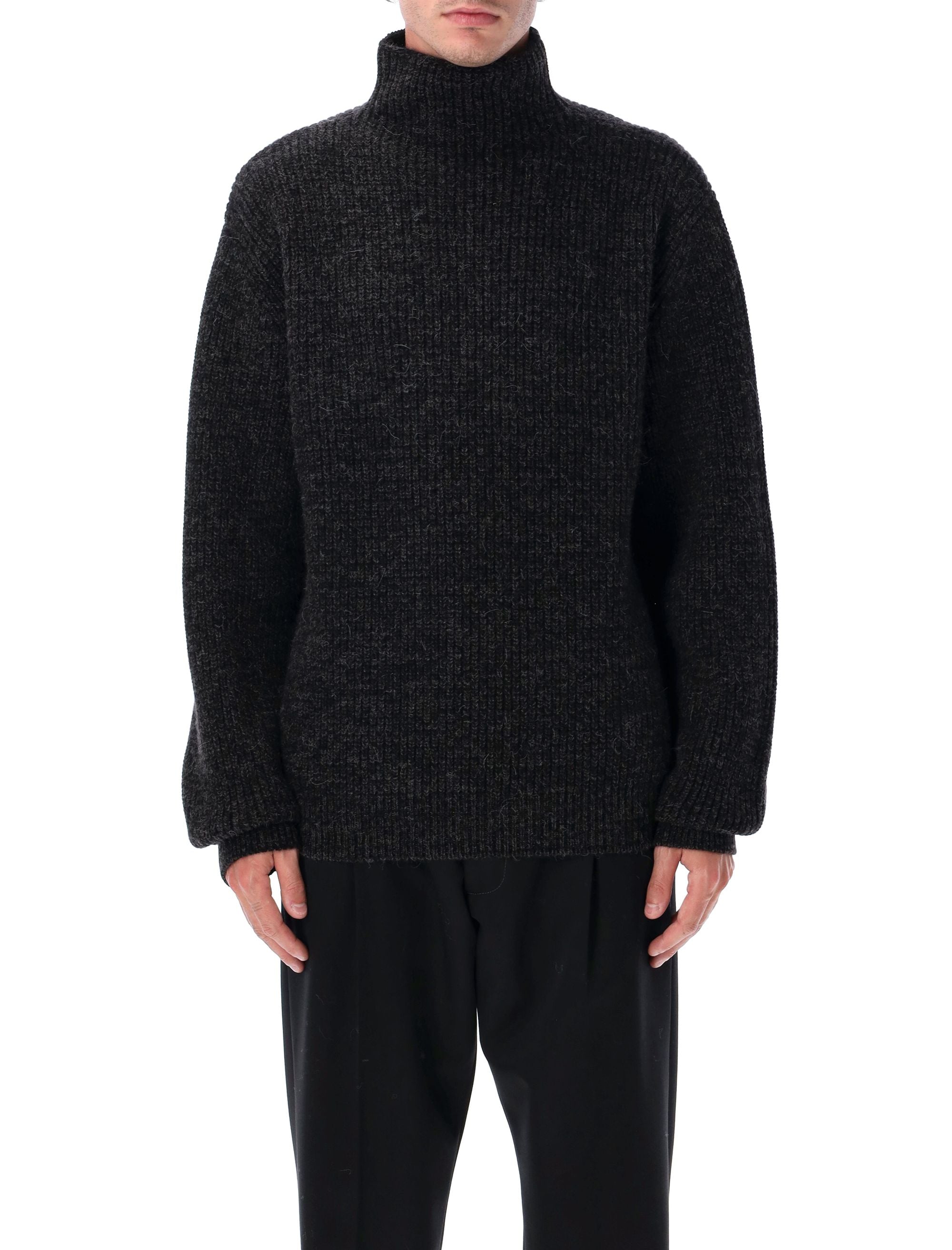High-neck Ribbed Sweater
