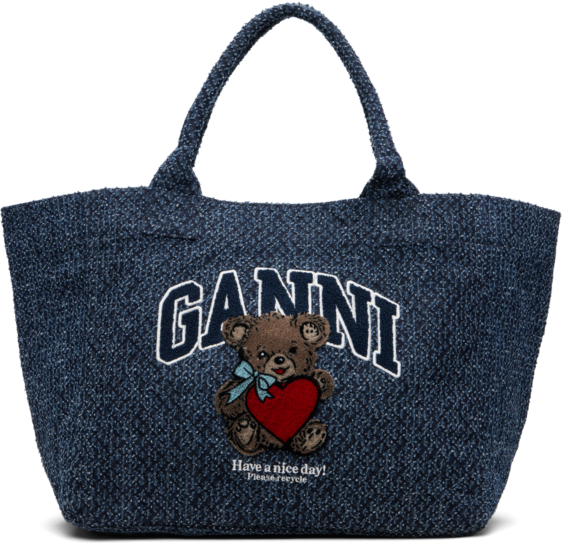 Navy Medium Trapeze Bear Denim Shopper Tote