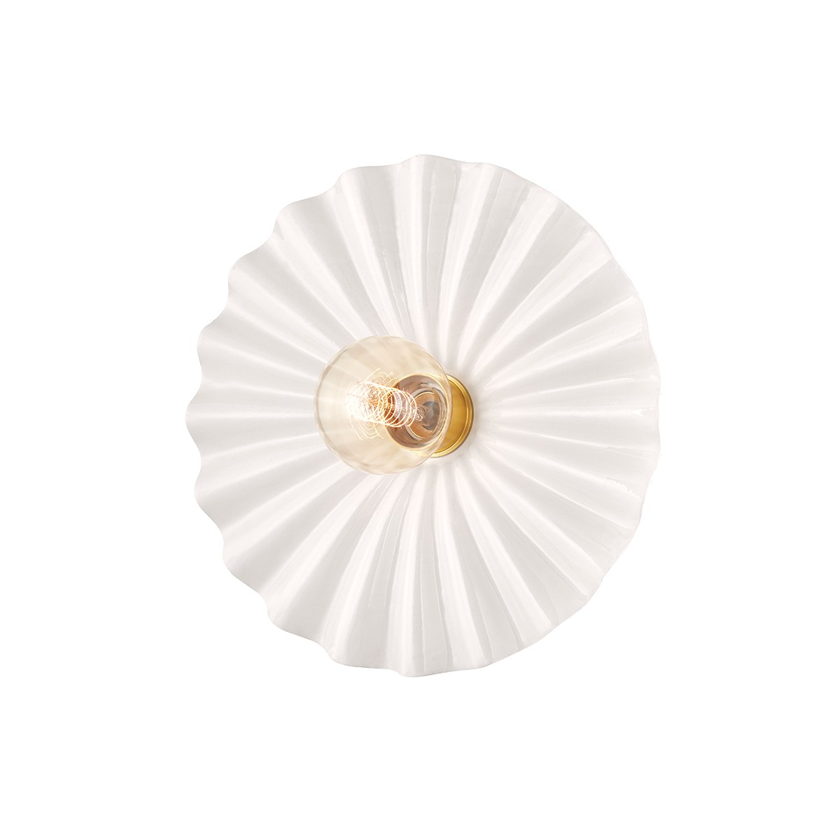 Aged Brass Ceramic Gloss Cream One Light Flush Mount from the Tinsley Collection