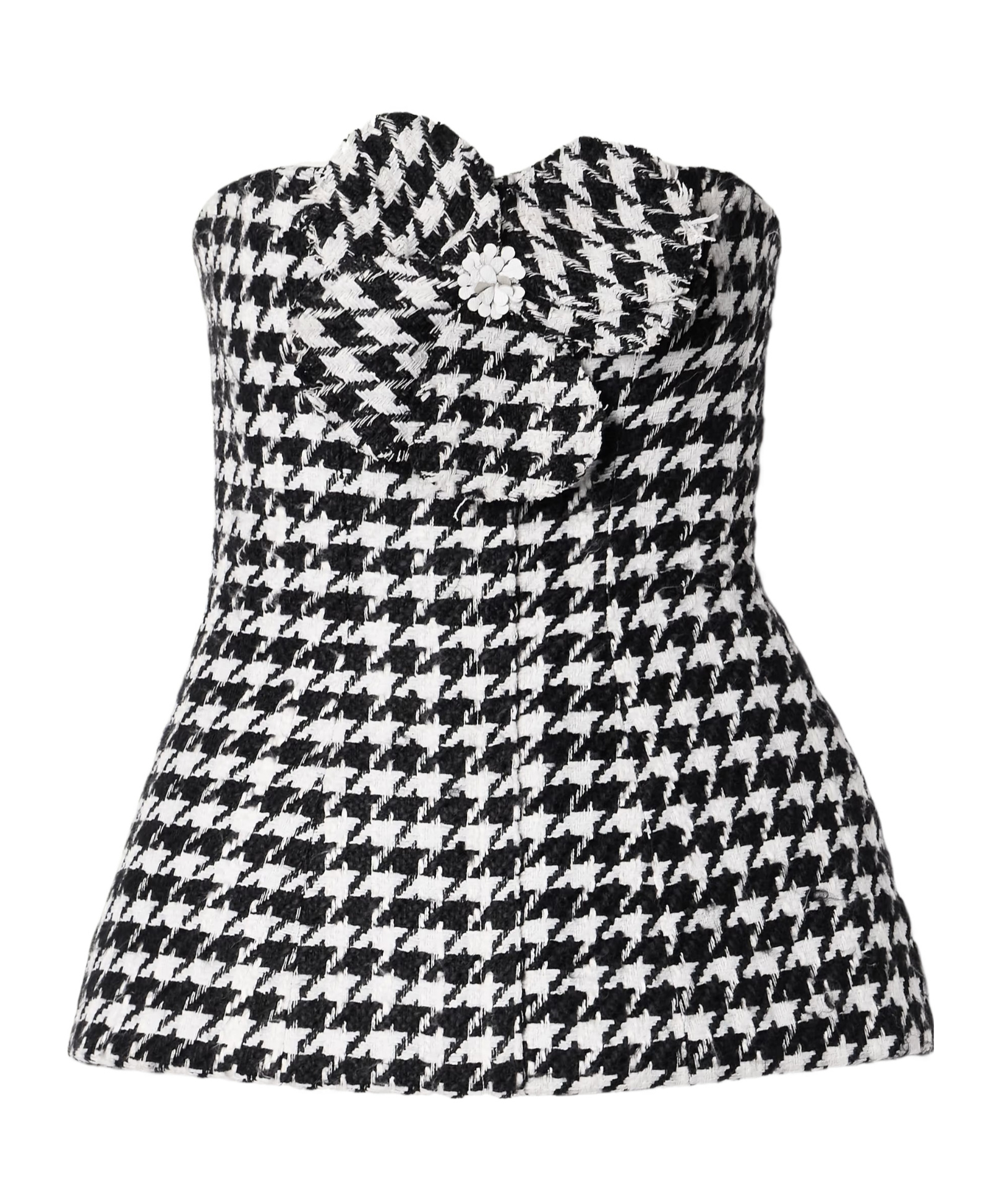 Houndstooth tweed pleated top