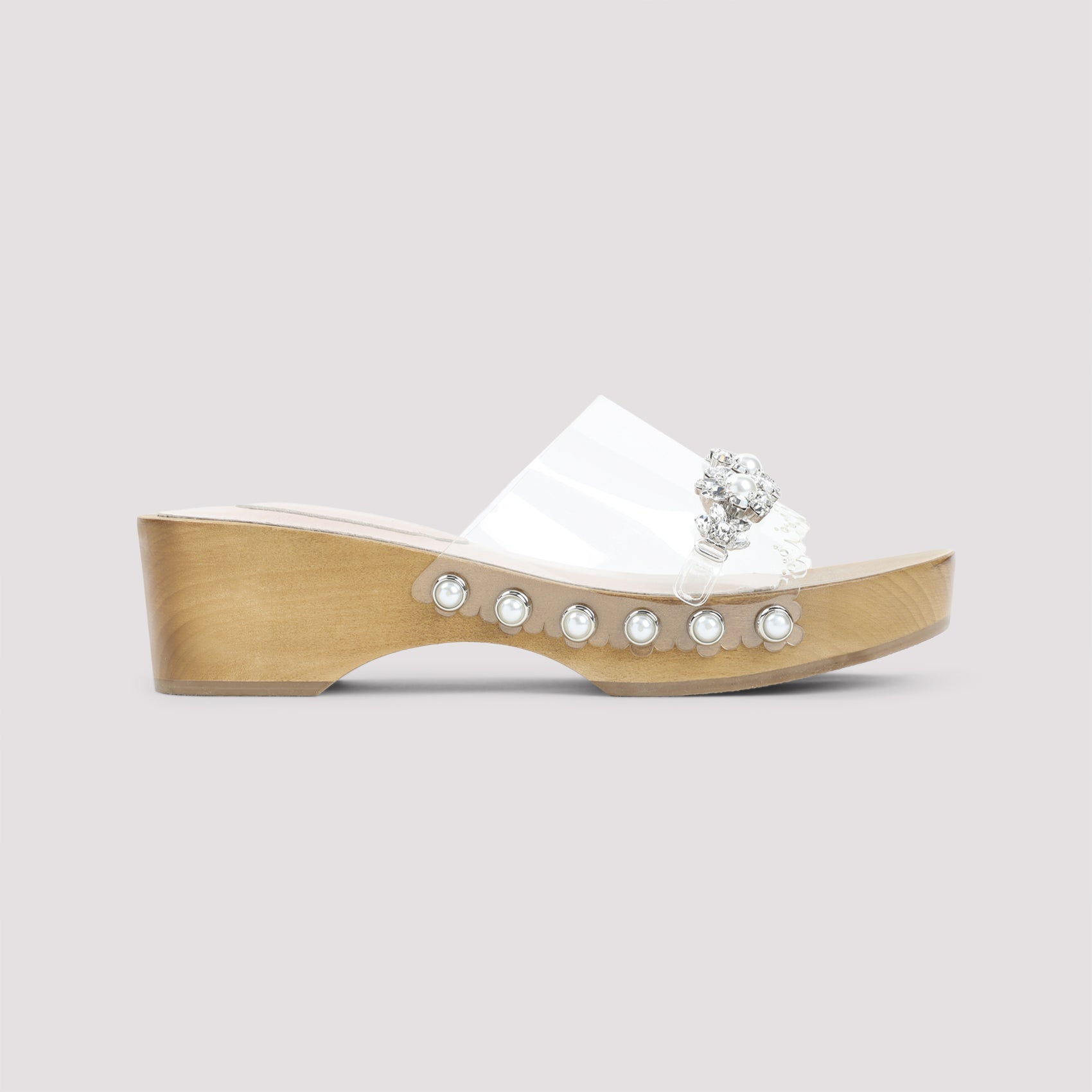 Scalopped Wooden Clog Sandals