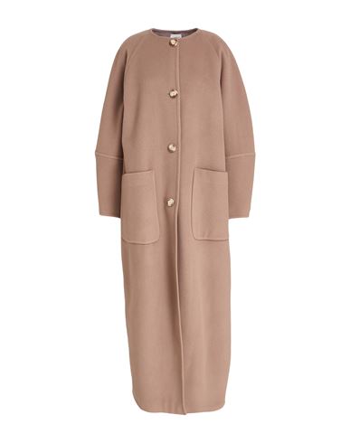 Chocolat Woman Coat Light brown Size 2 Virgin Wool, Viscose, Polyester