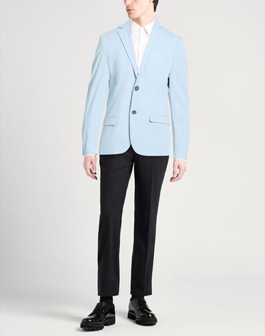 Man Blazer Sky blue Size 38 Recycled polyester, Viscose, Elastane