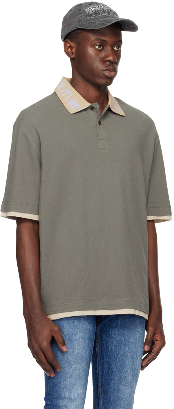 Versace Jeans Couture Khaki Intarsia Polo