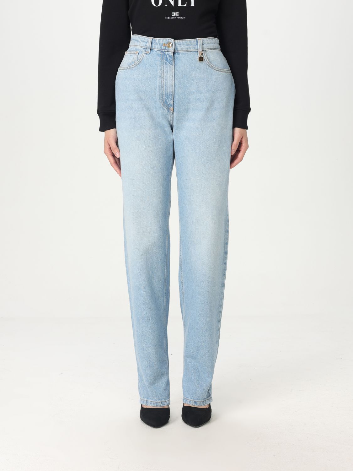 Pants ELISABETTA FRANCHI Woman color Gnawed Blue