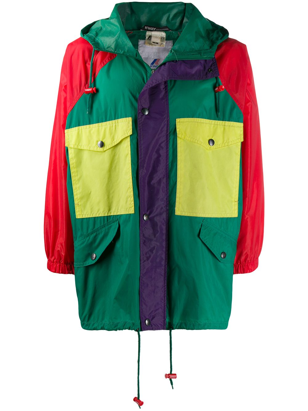 X K-Way colourblock hooded lightweight coat - Green