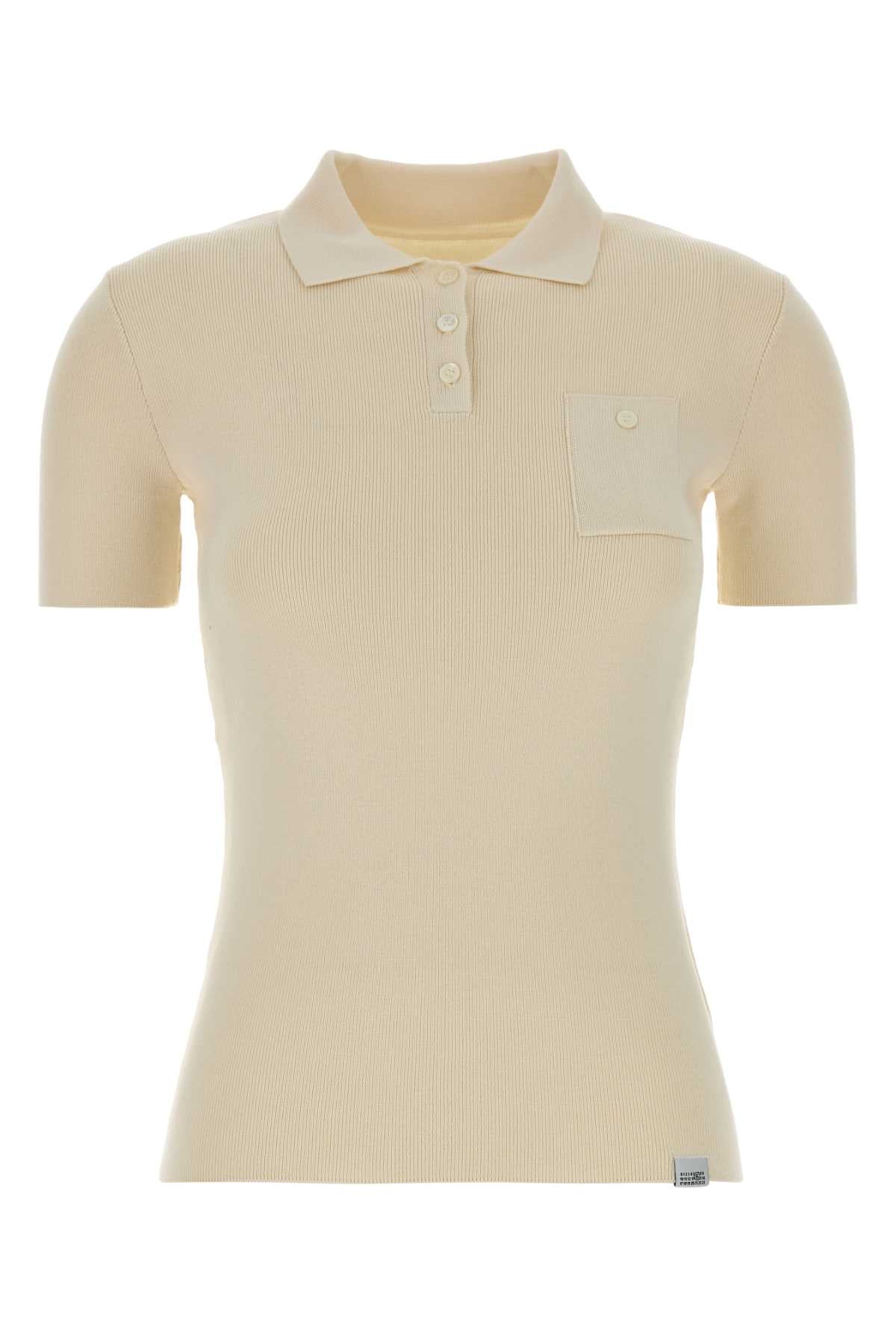 Ribbed Cotton Polo Shirt — Beige