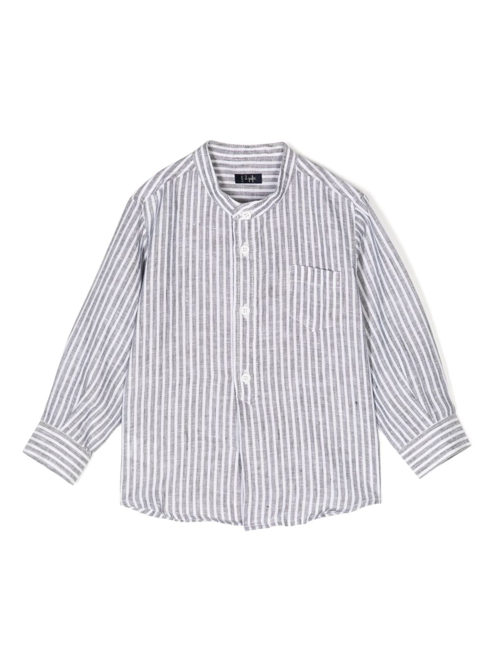 Band-collar striped shirt - Grey