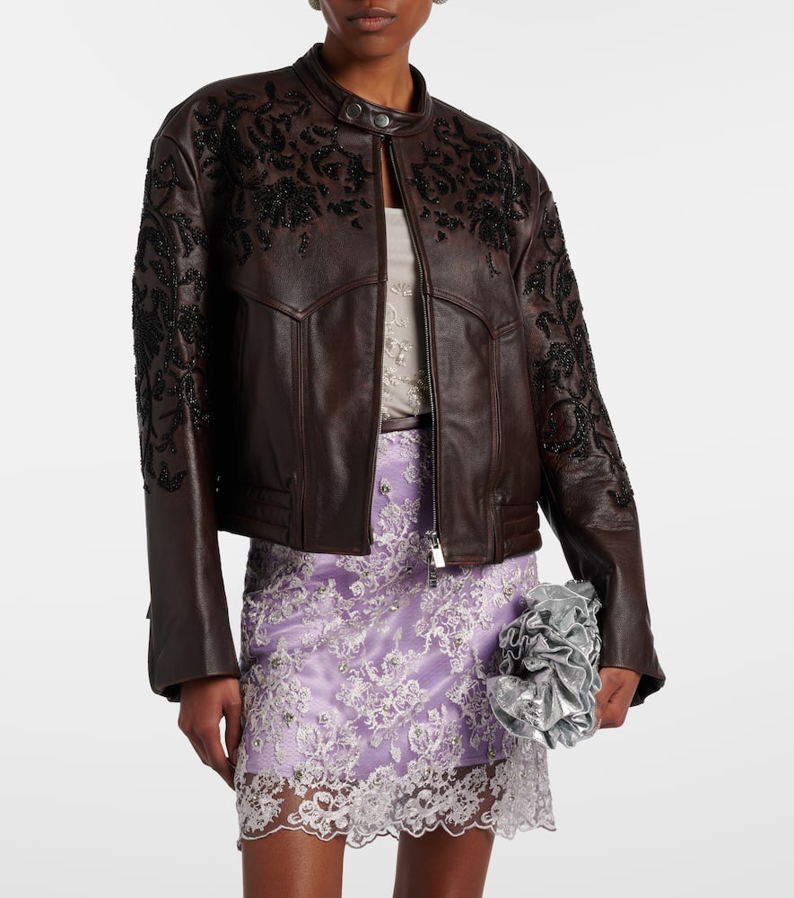 Beaded leather jacket