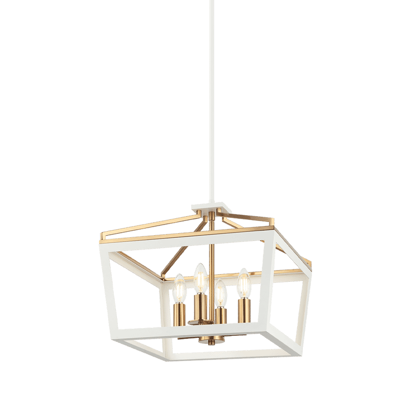 Matteo Mavonshire 4-Light Chandelier In White With Aged Gold Bra