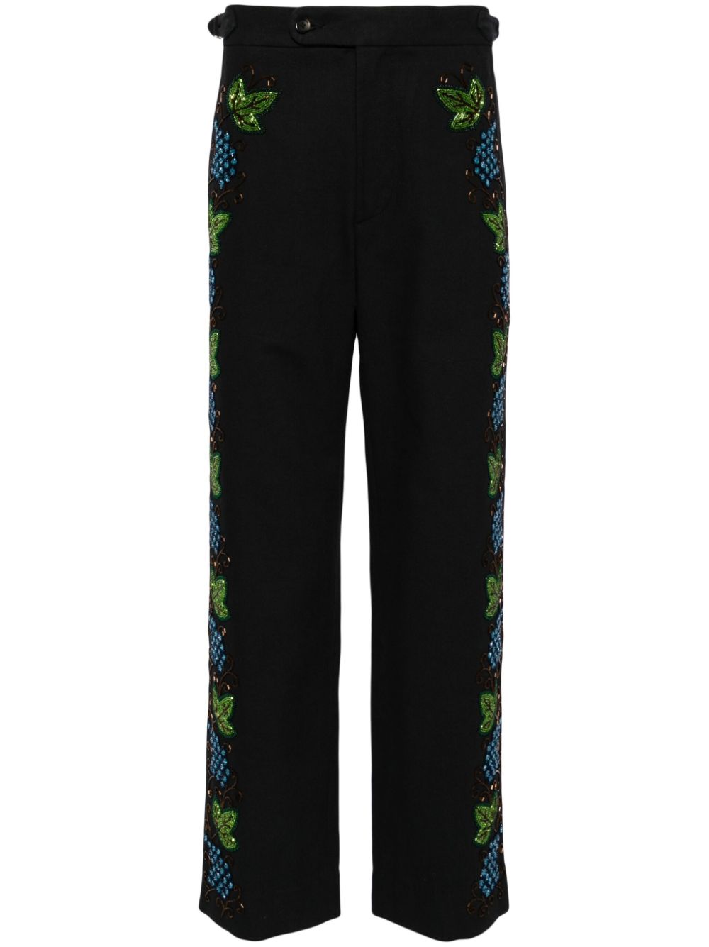 Beaded Concord embroidered trousers - Black