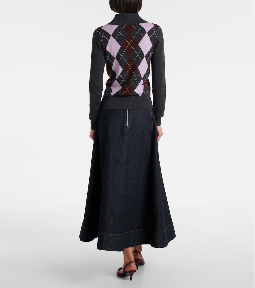 Argyle wool polo sweater