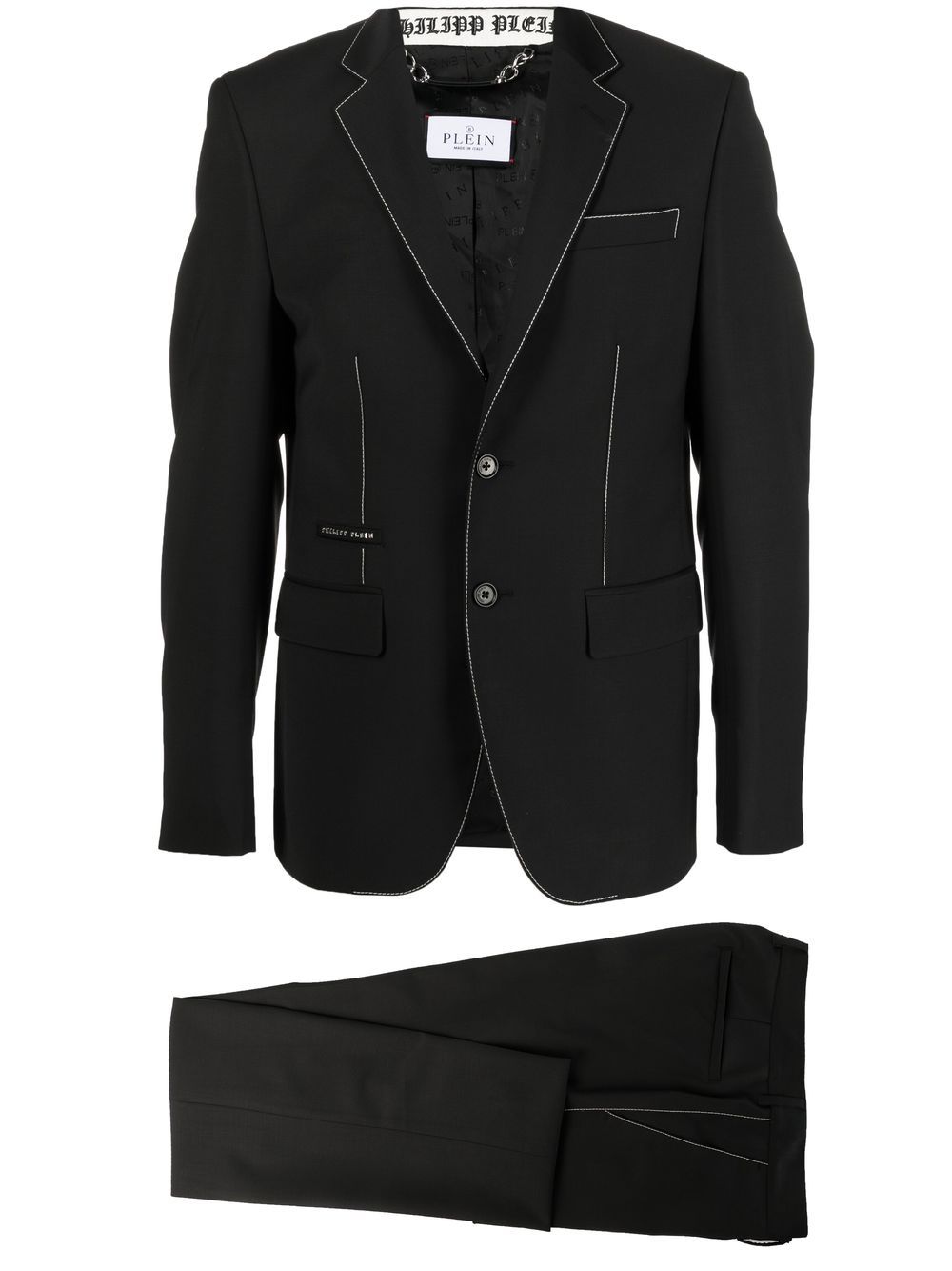 Contrast-stitching single-breasted suit - Black