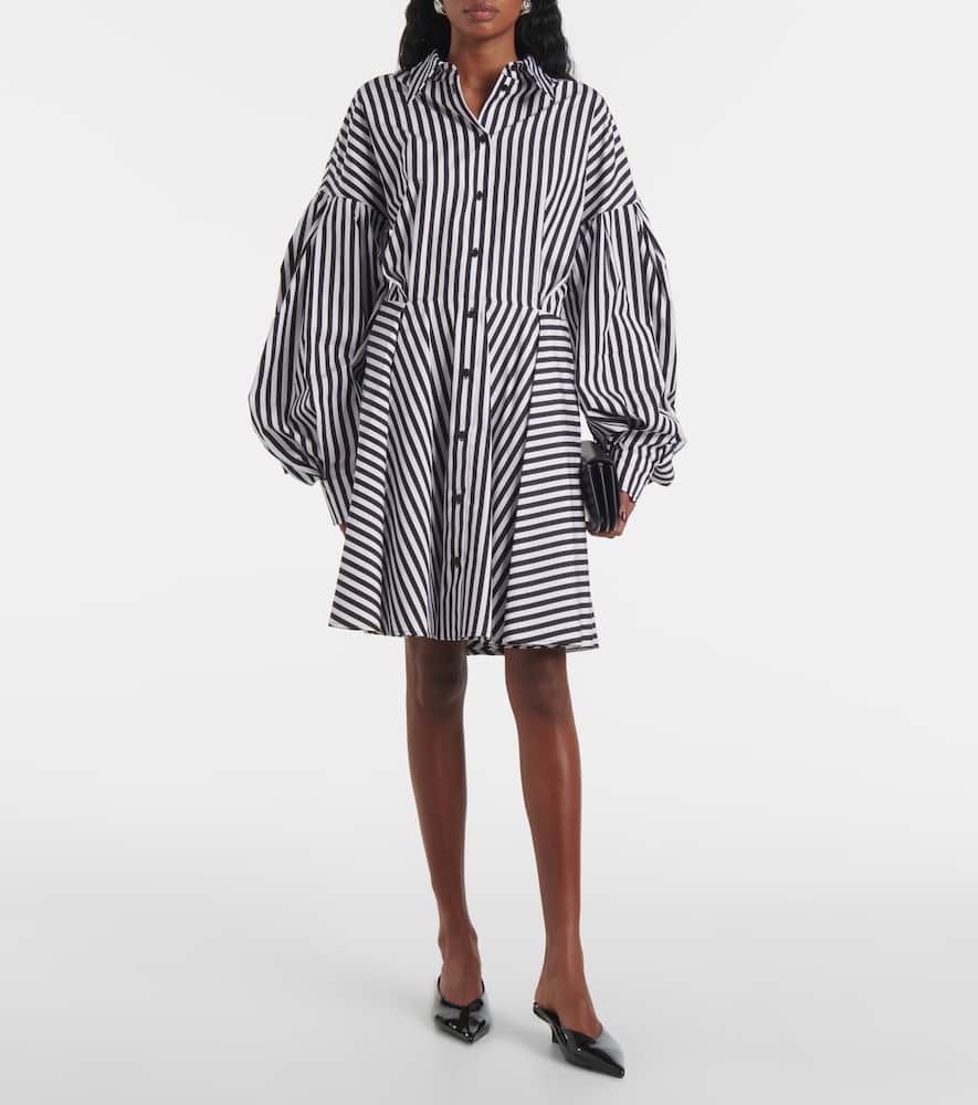 Striped cotton poplin midi dress