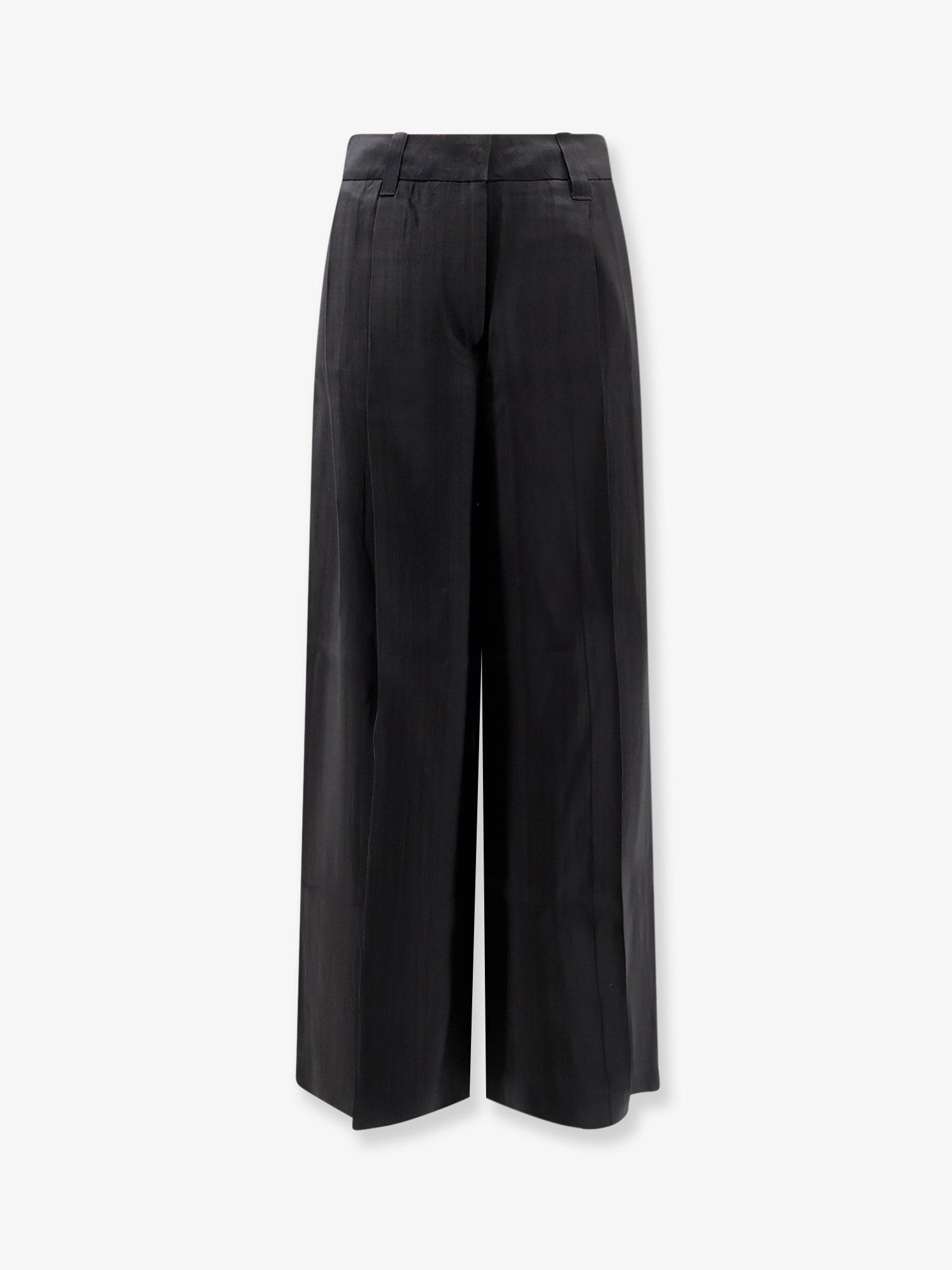 Airy Rayon Wide-Leg Trousers — Black