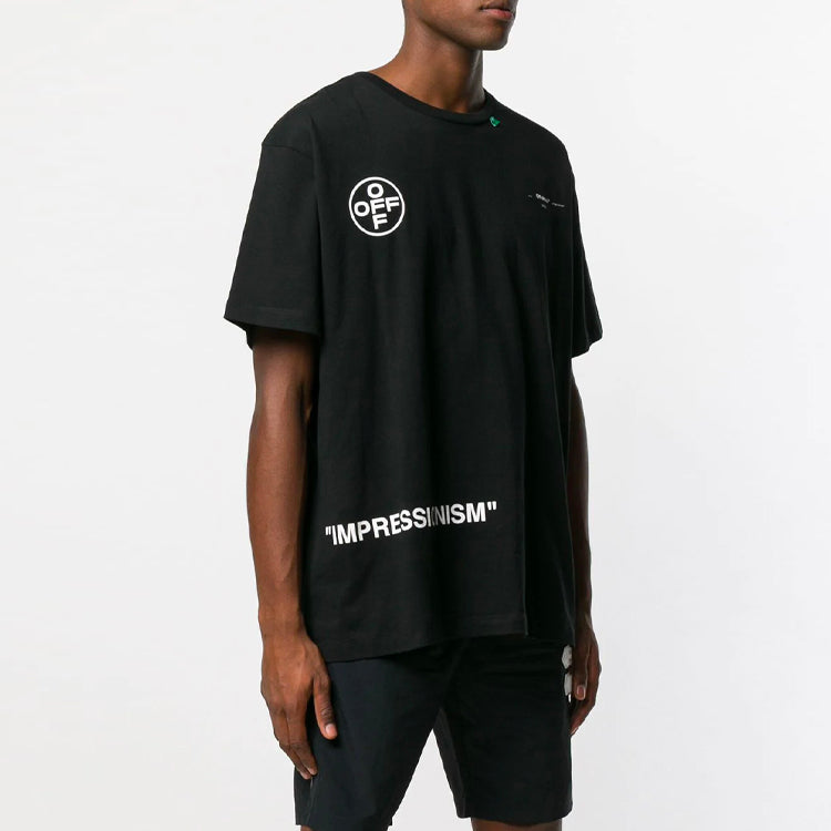 Men's Arrow Pattern Short Sleeve Loose Fit Black T-Shirt