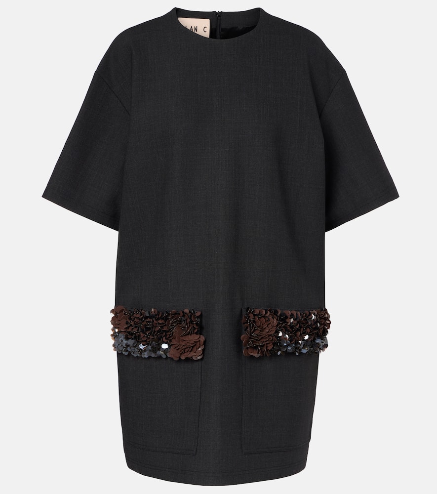 Sequined wool-blend minidress