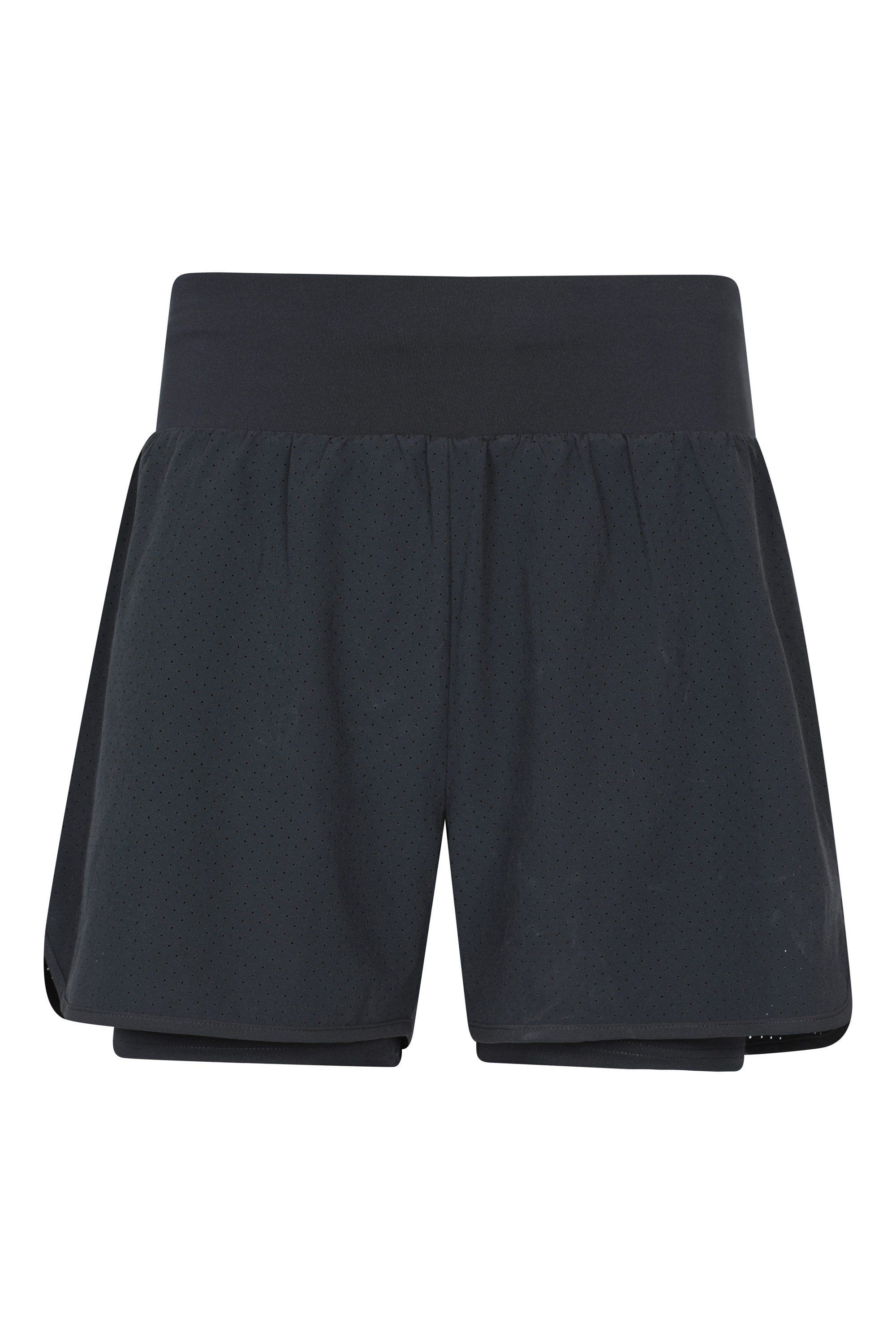 Mountain Warehouse Women's 'Double Layer' Quick Wicking Active Running Shorts in Black