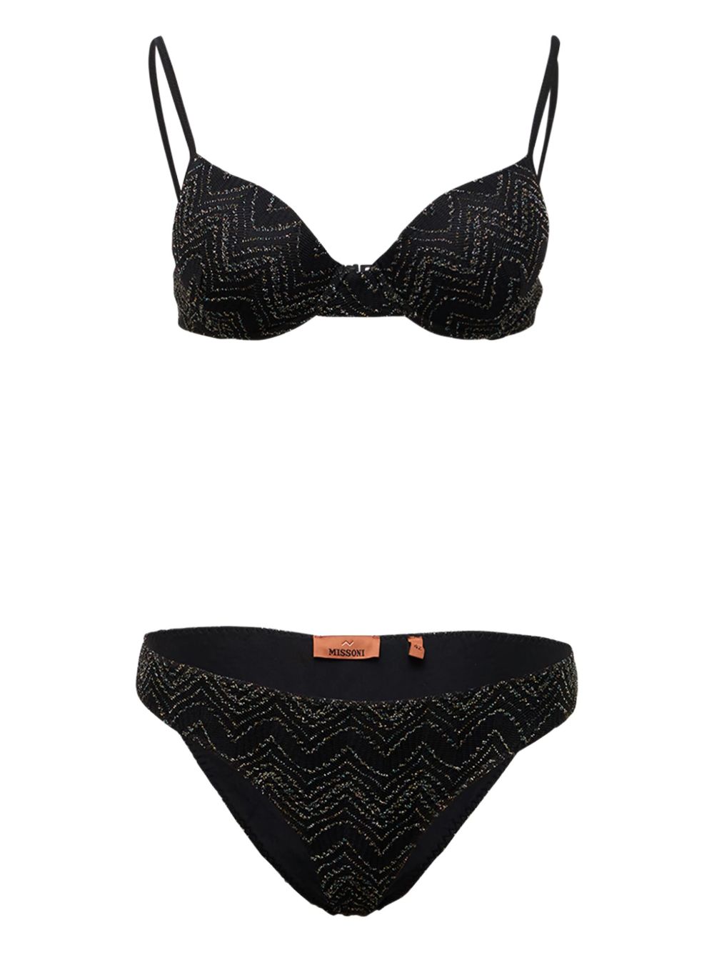 Zigzag-lurex bikini - Black