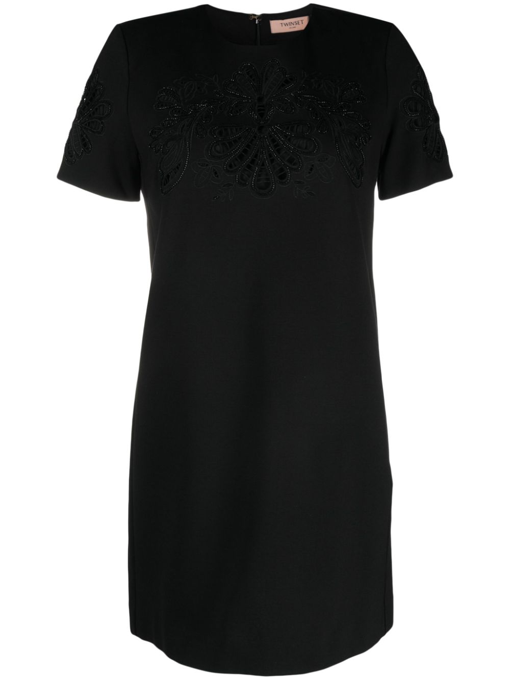Bead-embellished short-sleeve minidress - Black