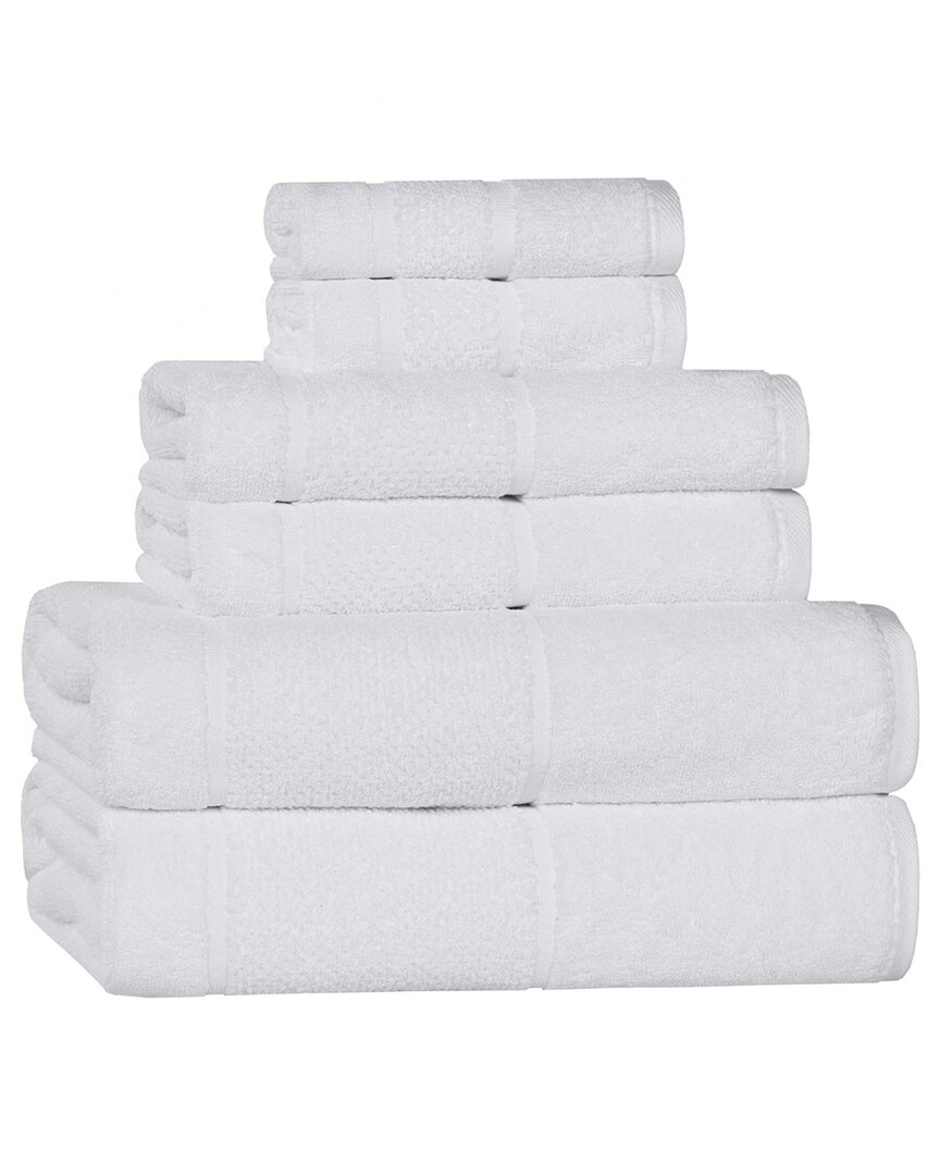 Superior Mile Smart Twist Cotton Medium Weight Solid Broad Border 6Pc Towel  Set
