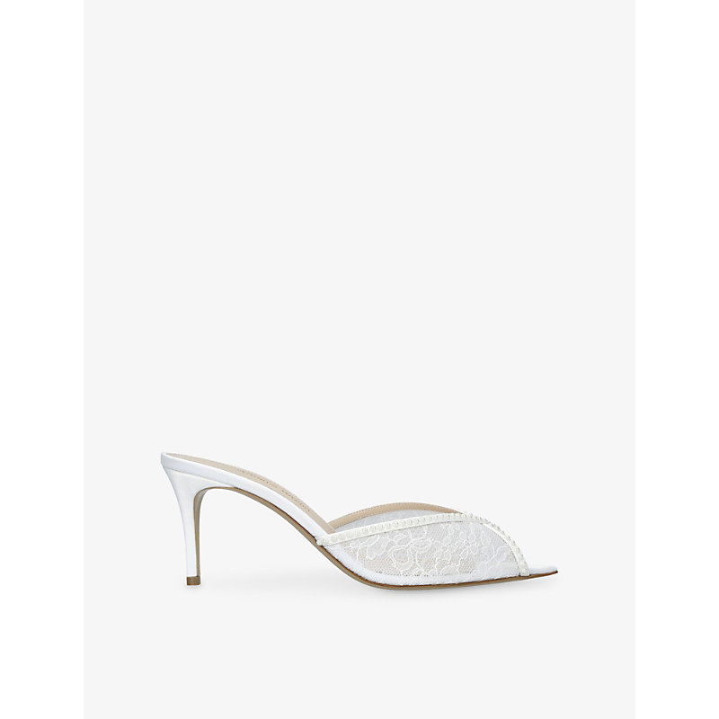 Womens Katy 75 Lace and Satin Heeled Mules