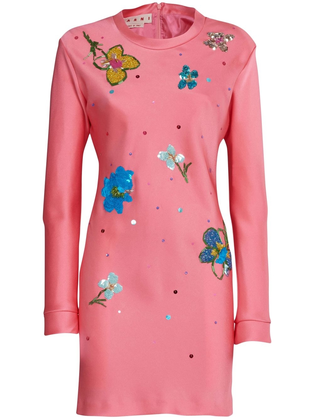 Floral sequin-embellished mini dress - Pink